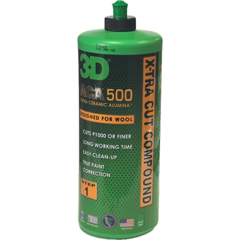 Green bottle of 3D Xtra Cut Compound on 32 oz bottle 