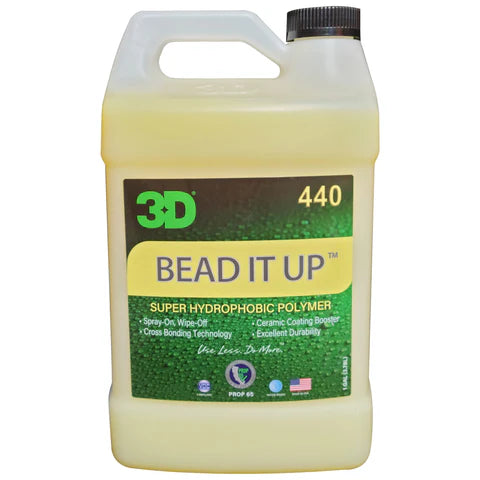4 liter Bottle of 3D Bead It Up super hydrophobic polymer on a white background