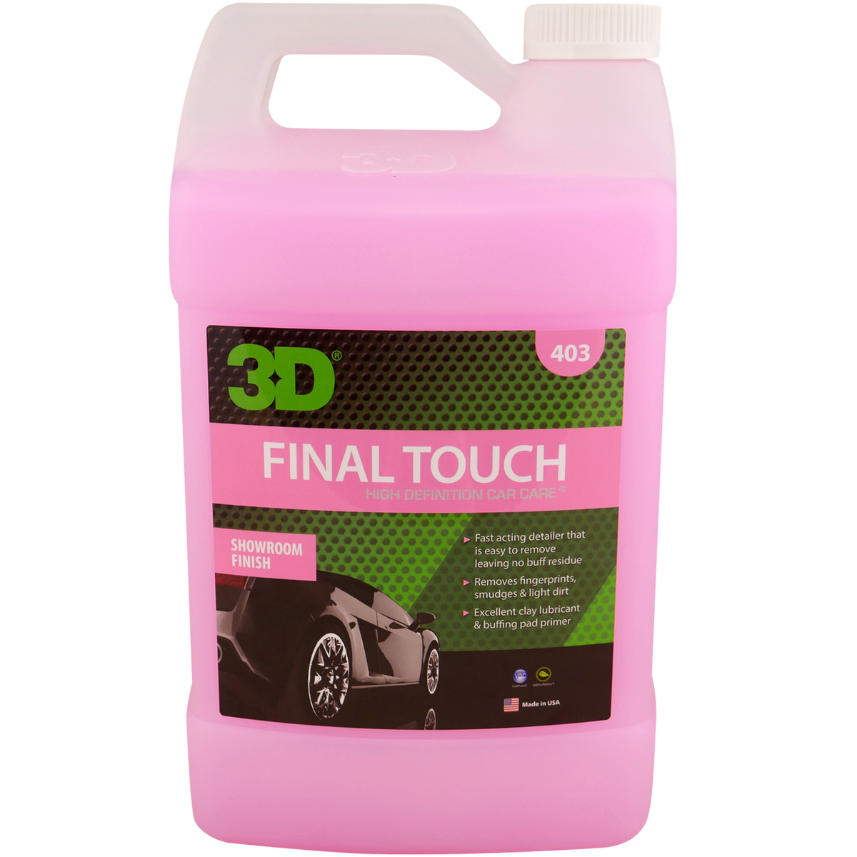 4 liters Pink bottle of 3D Final Touch car polish on a white background