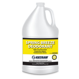 4 liter container of Spring Breeze deodorant on a white background yellow lable 