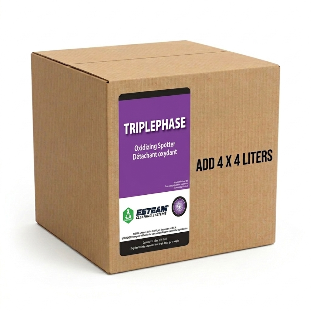 Cardboard box with a purple label for TriplePhase oxidizing spotter on a white background
