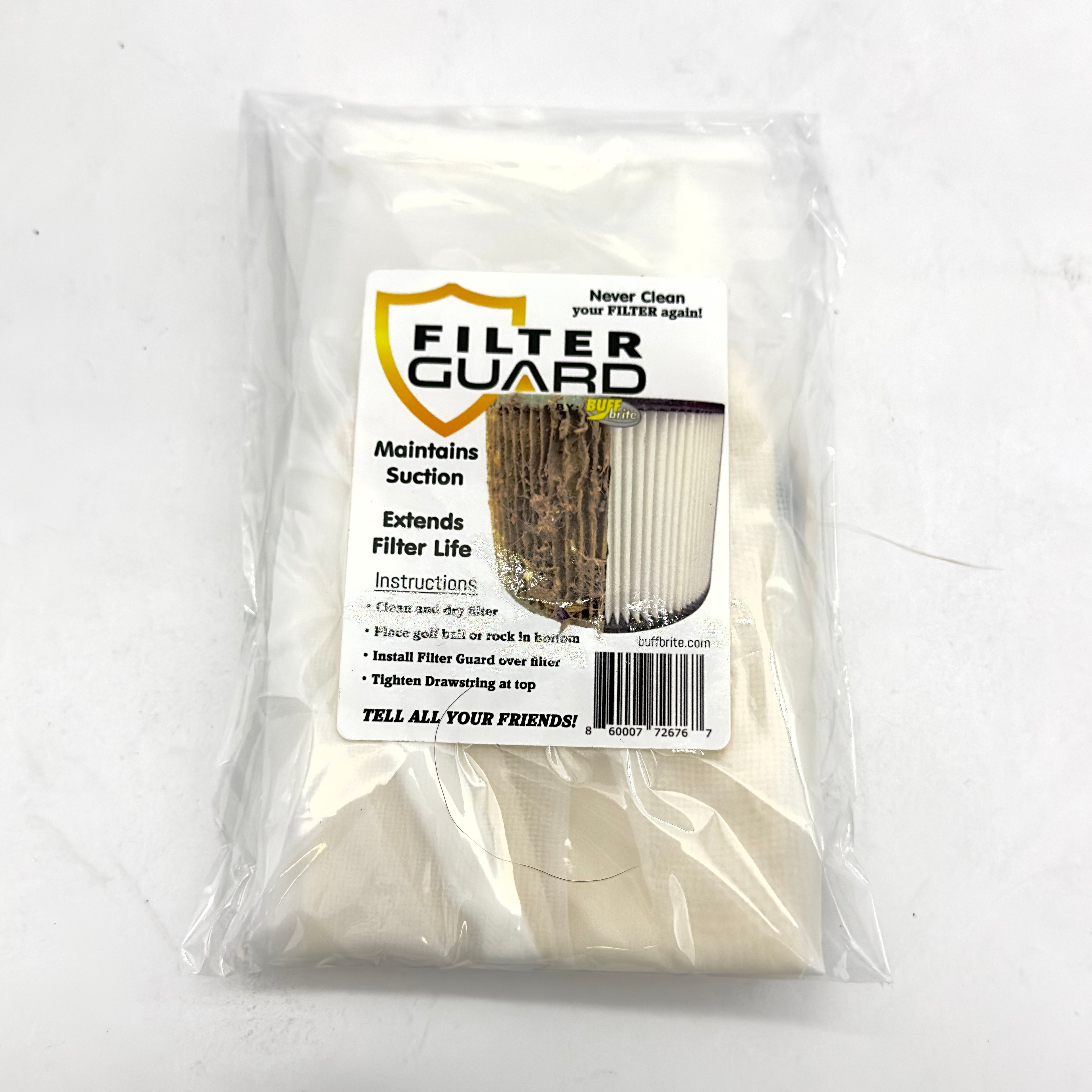 Buff Brite Filter Guard — installed on shop vacuum filter | BIOMEKANIKAL