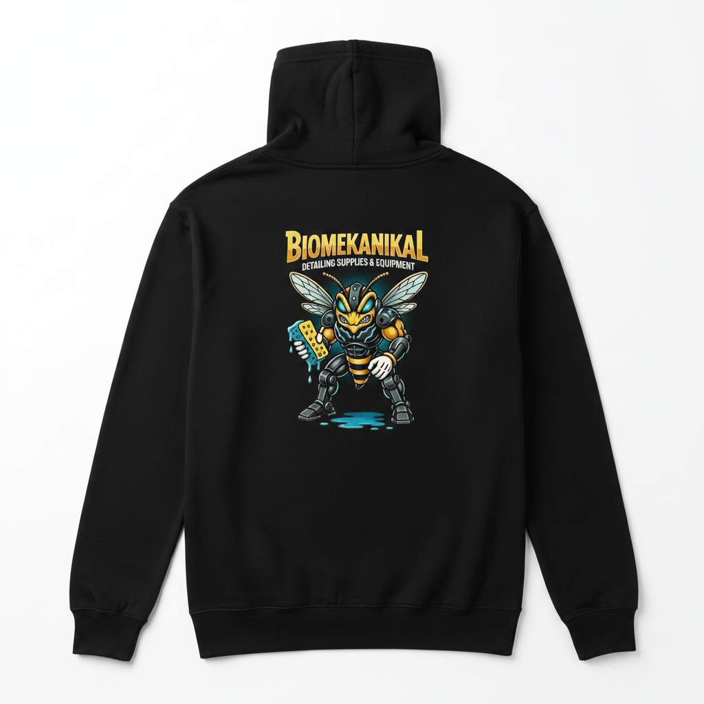 BIOMEKANIKAL the king hoodie — detailing king zip-up back view