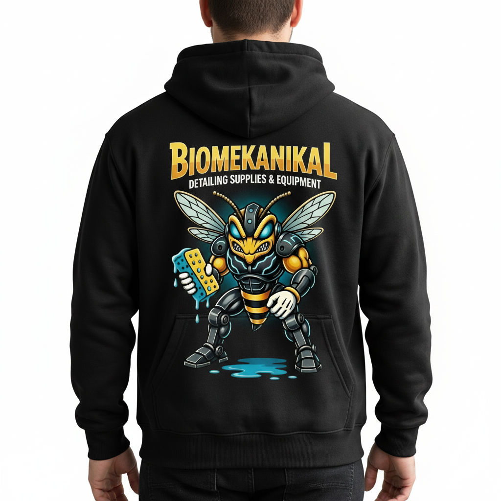 BIOMEKANIKAL the king hoodie — full back logo view zip-up apparel