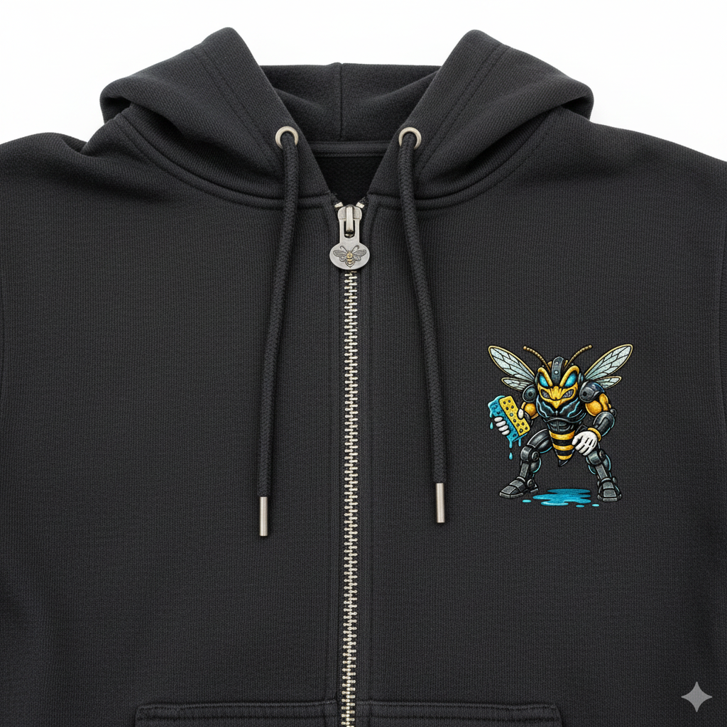 BIOMEKANIKAL the king hoodie — detailing king zipper logo front crest